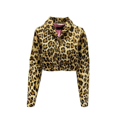 Leopard Calf Hair Cropped Jacket