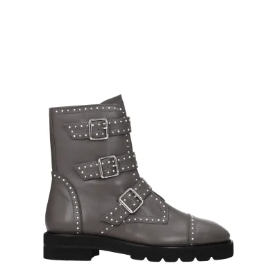 Gray Leather Ankle