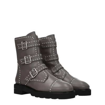 Gray Leather Ankle