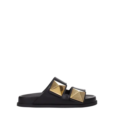 Black Leather Slipper