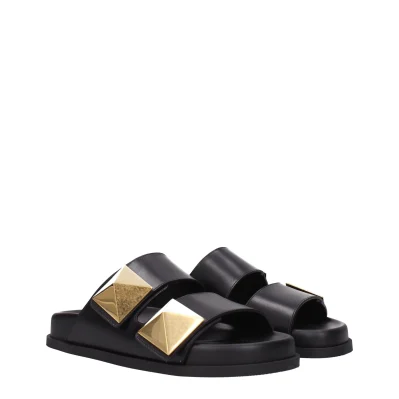 Black Leather Slipper