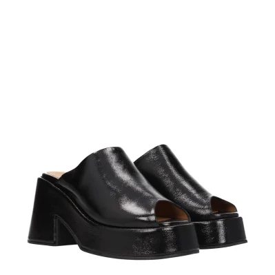 Black Leather Slipper