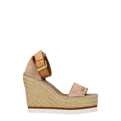 Beige Leather Wedge