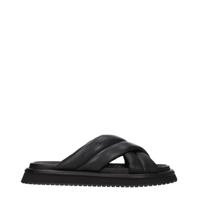 Black Leather Slipper