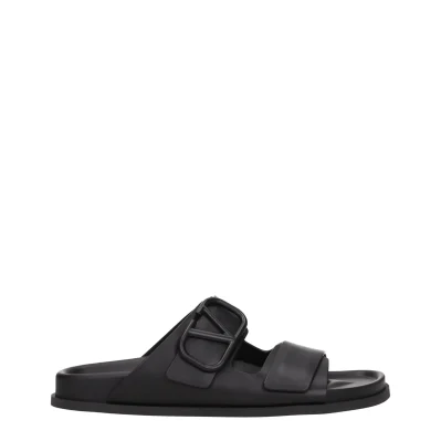 Black Leather Slipper
