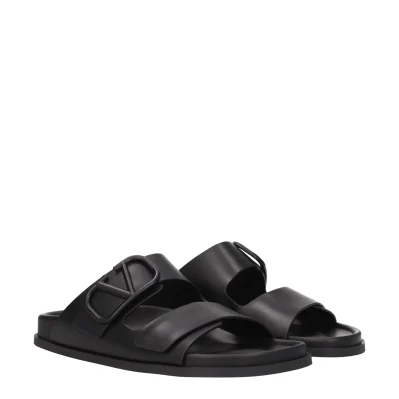 Black Leather Slipper