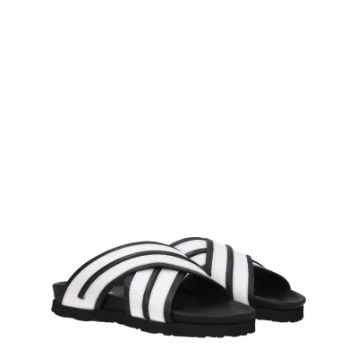 White Leather Slippers Sandals
