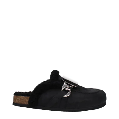 Black Leather Slipper
