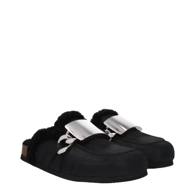 Black Leather Slipper