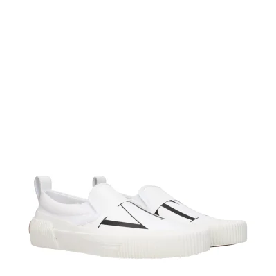 White Fabric Slip-On Loafer