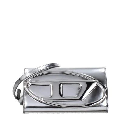 Gray Leather Clutch Bag