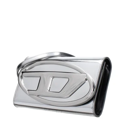 Gray Leather Clutch Bag