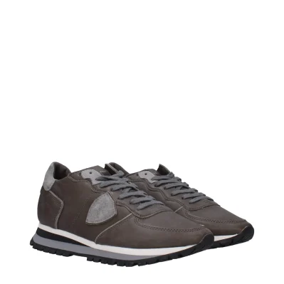 Gray Leather Low Tops