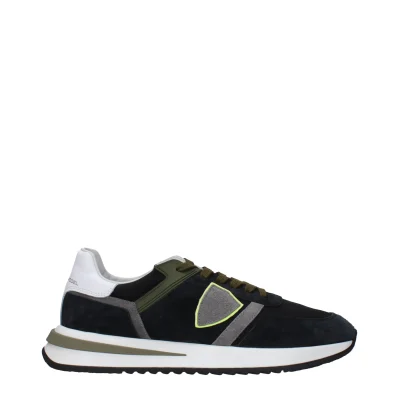 Blue Leather Athletic Sneakers