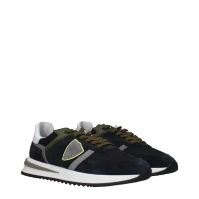 Blue Leather Athletic Sneakers