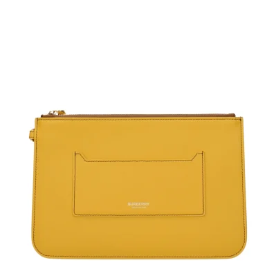 Yellow Leather Clutch Bag