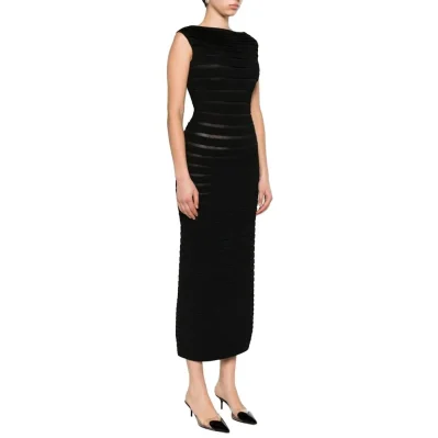 3D-Stripe Midi Dress