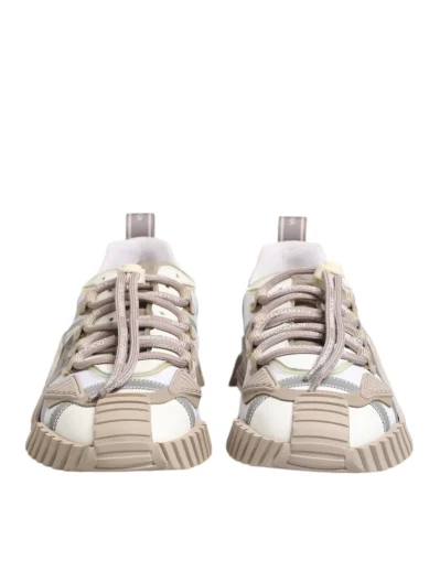 White Beige Leather Low Top NS1 Sneakers Shoes
