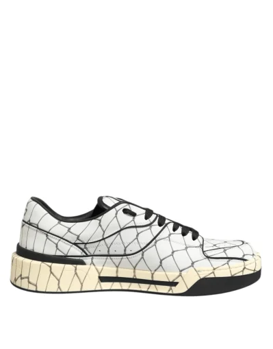 White Logo Print Low Top Men Sneakers Shoes