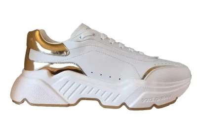 White Gold DAYMASTER Leather Sneakers Mens Shoes