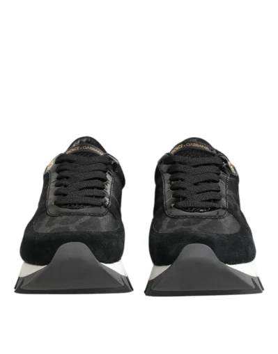 Black Gray Leopard Low Top Sneakers Shoes