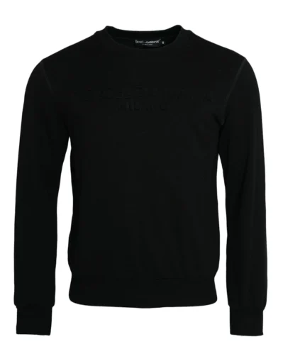 Black Cotton Long Sleeves Sweatshirt Sweater
