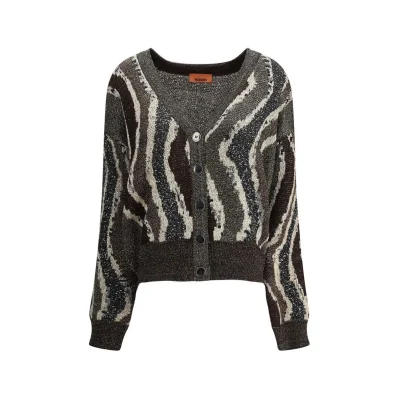 Wave pattern boxy Cardigan