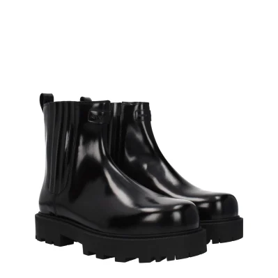 Black Leather Ankle Boots