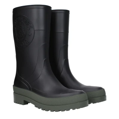 Black Cotton Rain Boots