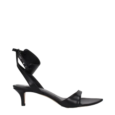 Black Leather Flat Sandals