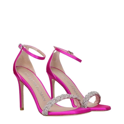 Pink Satin Stiletto Heels Sandals