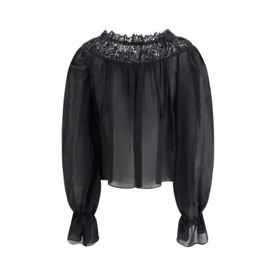 Silk georgette and lace Top