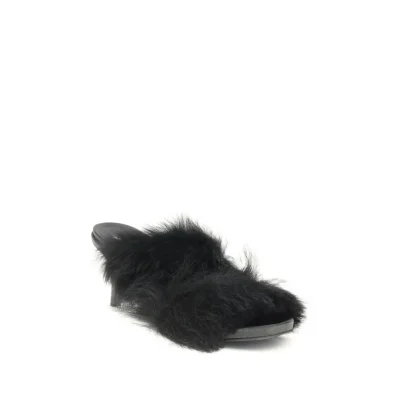 Fur-trimmed mules Sandals