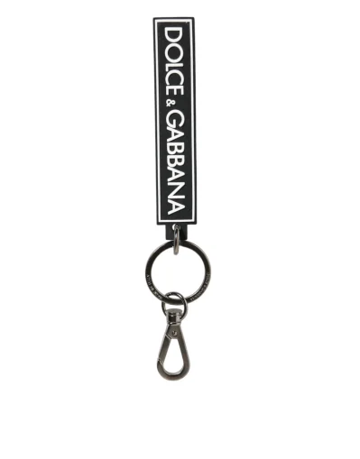 Black White DG Rubber Logo Silver Men's Holder Keyring