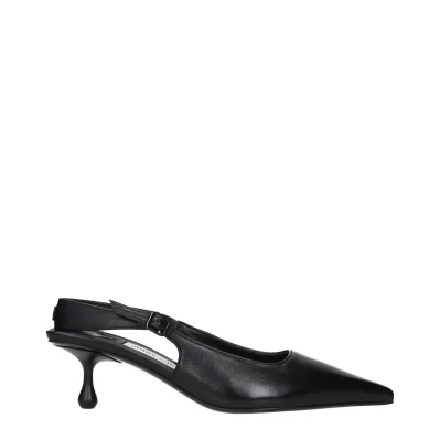 Black Leather Flat Sandals