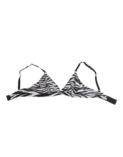 Black White Zebra Print Sheer Mesh Bralette Underwear