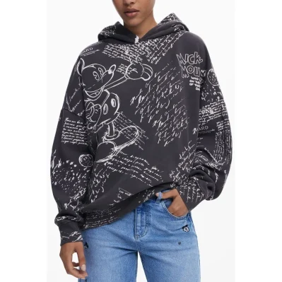 Black Cotton Women Hoodie