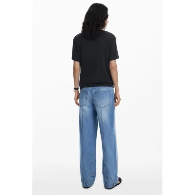 Black Cotton Women T-Shirt