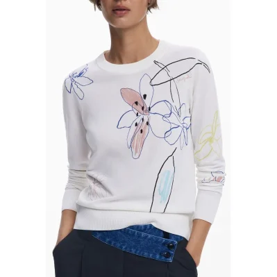 White Viscose Women Sweater