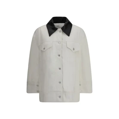 Denim Jacket With Leather Collar