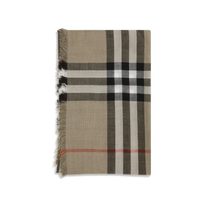 Check Reversible Wool and Silk Scarf