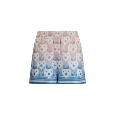 Gradient Heart Monogram Silk Shorts