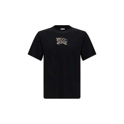 Checked logo cotton T-shirt