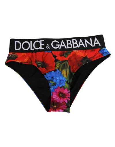 Black Floral Print High Waist Panty Underwear
