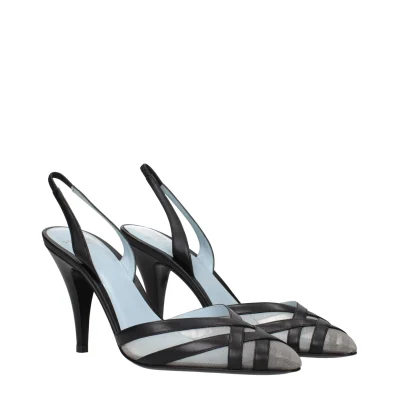 Black Leather High Heel Pumps