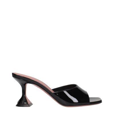 Black Leather Slippers Sandals