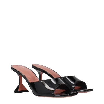 Black Leather Slippers Sandals