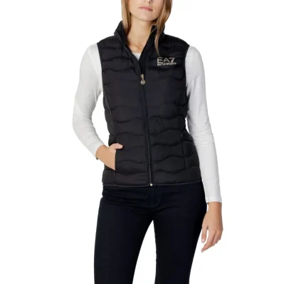 Black Polyester Sleveless Jacket