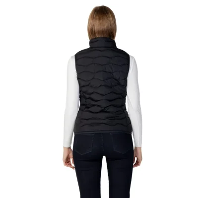 Black Polyester Sleveless Jacket