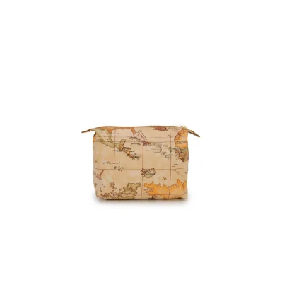 Beige Polyester Clutch Bag